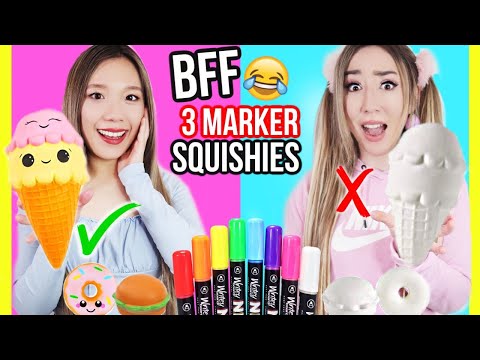 3 Marker CHALLENGE mit BFF ⚡️ mache und male deinen EIGENEN SQUISHY SPIELZEUG an ⚡️