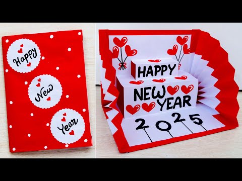 DIY New year Special greeting card 2025 // Happy New year pop-up card making