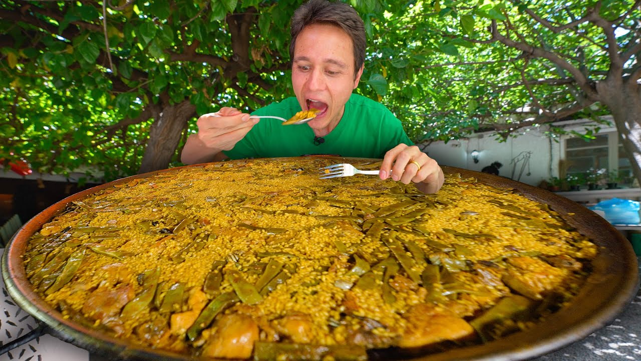 Authentic Spanish Paella! HUGE PAELLA + Market Food Tour in Valencia, Spain!