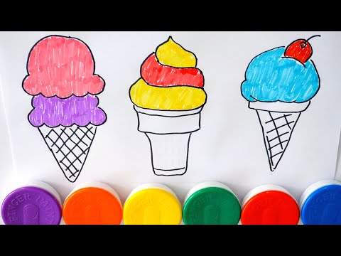 Learn How to Draw Ice Cream Cone, Drawing Rainbow IceCream DIY video