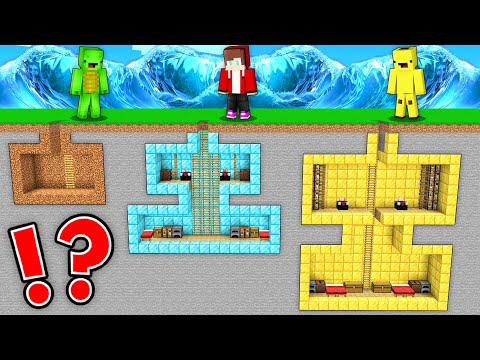 Mikey TINY vs JJ BIG vs Banana Kid GIANT BUNKERS vs TSUNAMI in Minecraft Maizen!