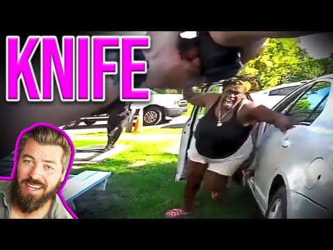 Crazy Woman ATTACKS Cops With Fillet Knife!