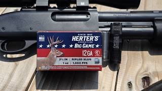 Herter's Big Game 12ga 2-3/4" 1oz Slug Test W/ Remington 870 & Improved Cyl vs Carlsons Rifled Choke