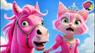 👑  GATA PRINCESA con su CABALLO ROSA 🩷 Gata perdida 😱 Caricaturas infantiles