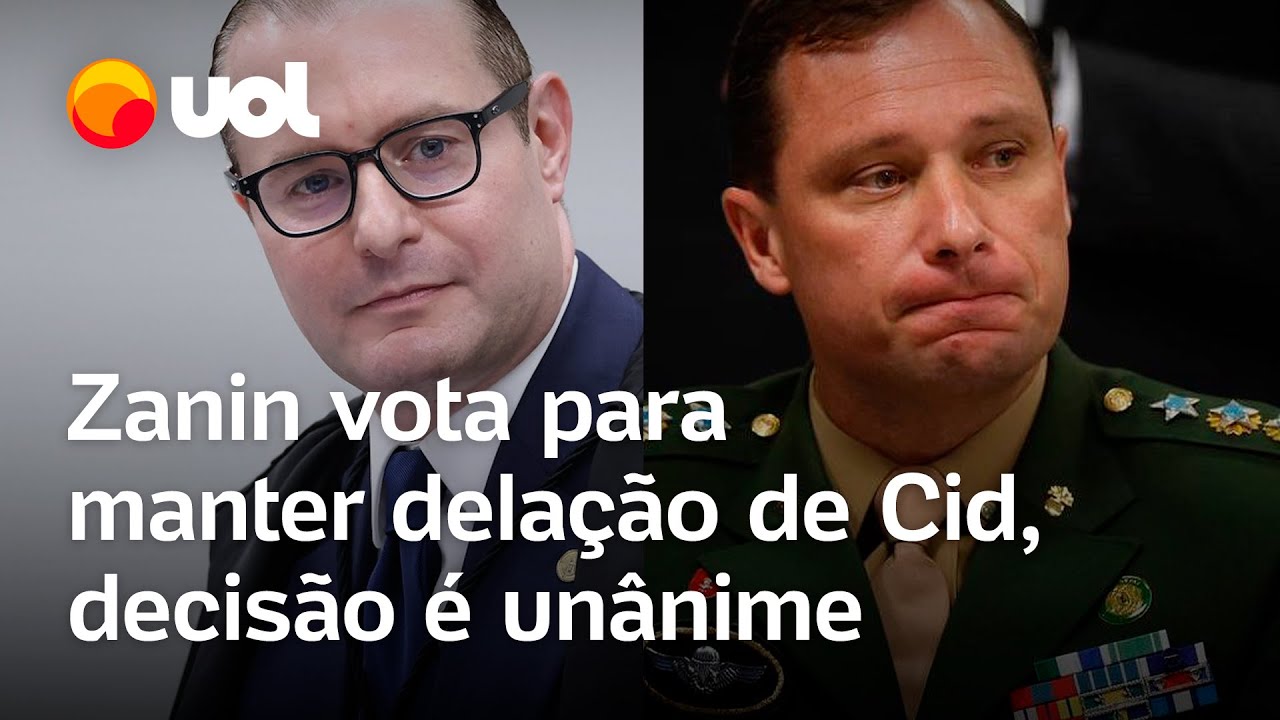 Zanin vota para manter delação de Cid decisão é unânime na Primeira Turma do STF