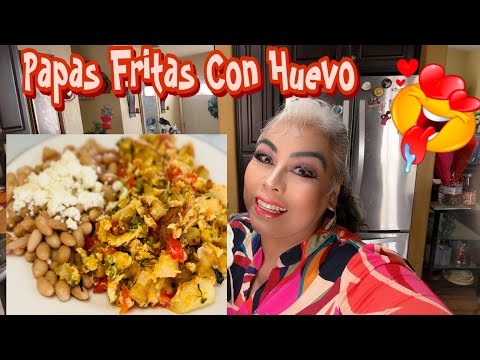 COMO COCINAR PAPAS FRITAS CON HUEVO  ALA  MEXICANA # RECETAS #delicious