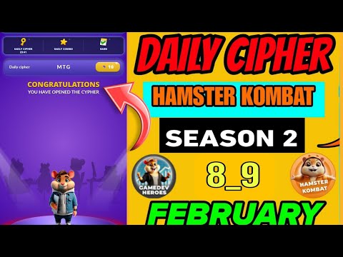 8-9 February Hamster Kombat Daily Cipher Code | Hamster Kombat Season 2 Daily Cipher Code | Daily