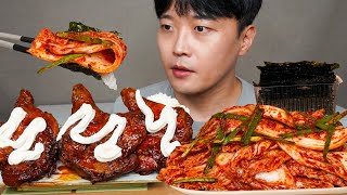 [와차밥] 김 치 밥 먹방 갓담근 김치 자메이카통다리 조미김 먹방 Kimchi & Chicken ASMR MUKBANG REAL SOUND EATING