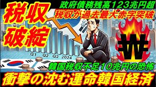 【韓国税収破綻】衝撃の沈む運命韓国経済、韓国税収が過去最大赤字を突破！