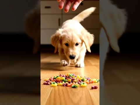 puppy fighting and playing with colorful small objects🐶✨ #marblerunandmore #dog #reverse #Shorts