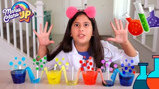 Maria Clara e JP Fazem Experimentos de Ciência para crianças - ÁGUAS QUE ANDAM, OVOS e Vulcão!!!