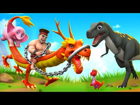 Black T-Rex Heroic Rescue: Saving Giant Dragon from Evil Hunter | Jurassic Dinosaurs Adventure!