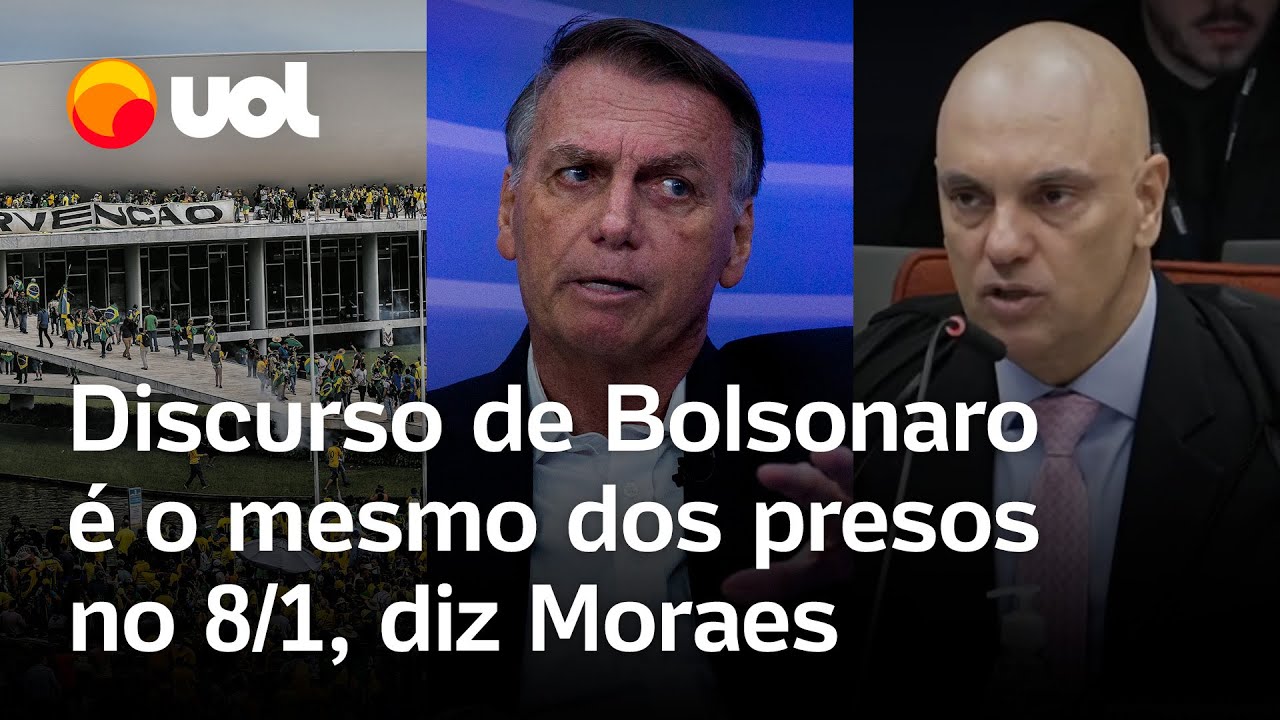 Discurso de Bolsonaro é o mesmo dos presos no ataque do 8 de Janeiro diz Alexandre de Moraes