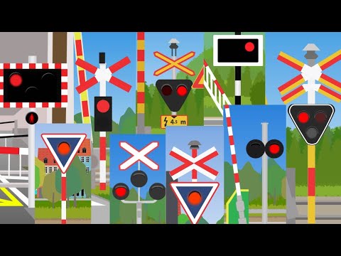 Northern Europe, Level crossings【踏切アニメ】北ヨーロッパのいろんな場所でカンカン😂😂😂Railroad crossings