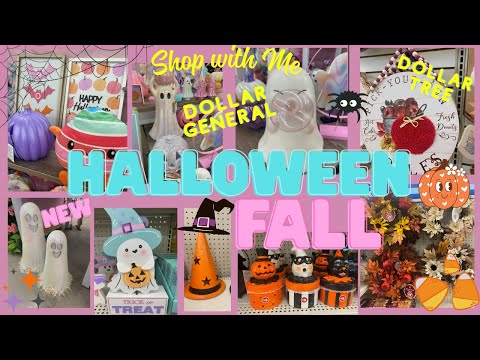 Dollar Tree & Dollar General Shop with Me Fall & Halloween 💜Crafts | Decorating | Pumpkins | DIYS🍂