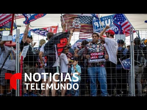 Simpatizantes de Trump en Arizona denuncian “fraude” frente a la sede electoral del condado Maricopa