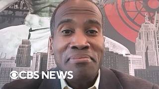 YouTube video thumbnail: Michigan GOP Governor Hopeful John James Says "Trump Doesn't Speak for" State Amid Canada Tariff war