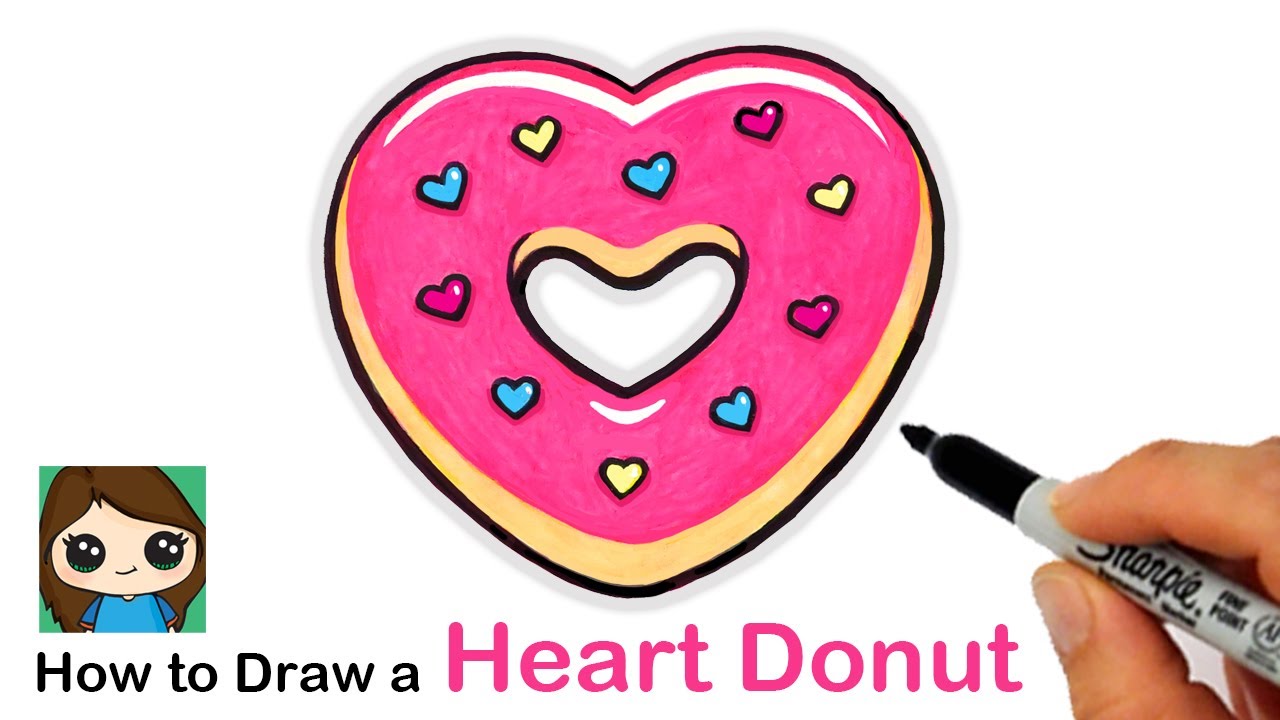 How to Draw a Heart Donut Valentines Donut