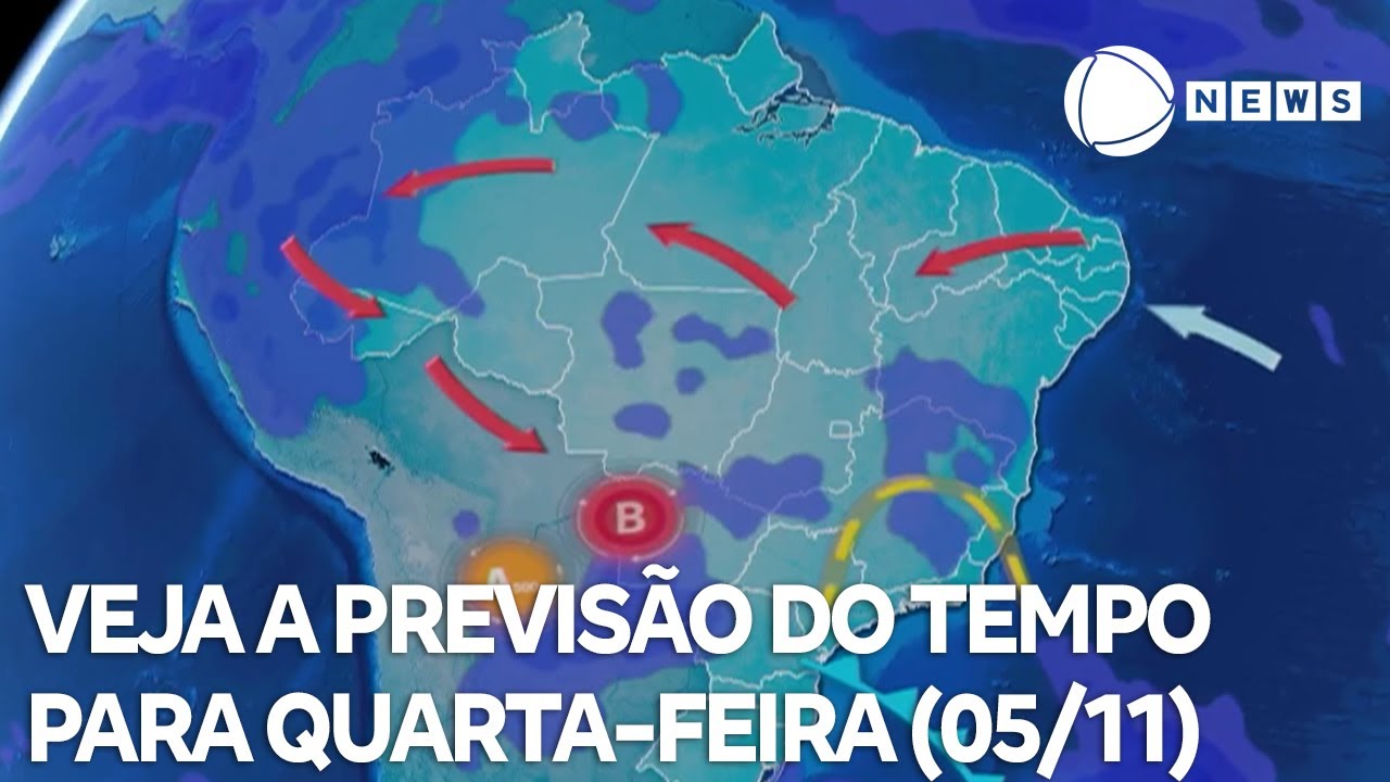 Veja a previsão do tempo para quarta feira 0511