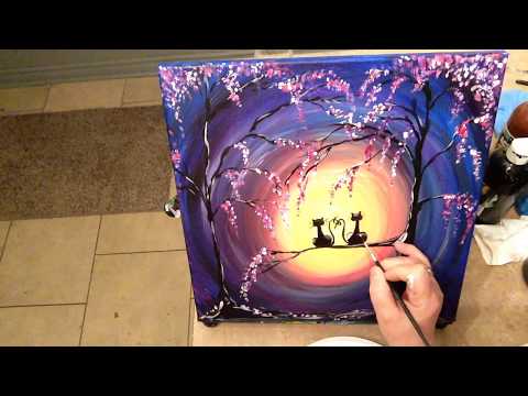 Acrylic painting tutorial Cats on a limb