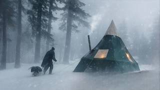 Hot Tent Winter Camping | Solo Camping in Snow & Survival Shelter