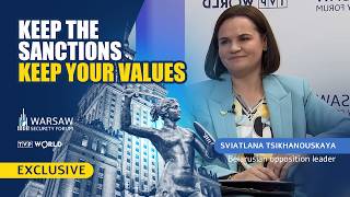 YouTube video thumbnail: No Business With Dictators, Says Belarusian Opposition Leader | Sviatlana Tsikhanouskaya
