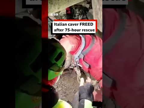 Italian caver freed after 75-hour rescue. #Italy #Caving #BBCNews