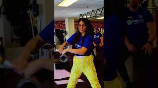 Grecia powering up with Daniel Suárez and Trackhouse Racing's workout routine 💪🏁 #NASCAR