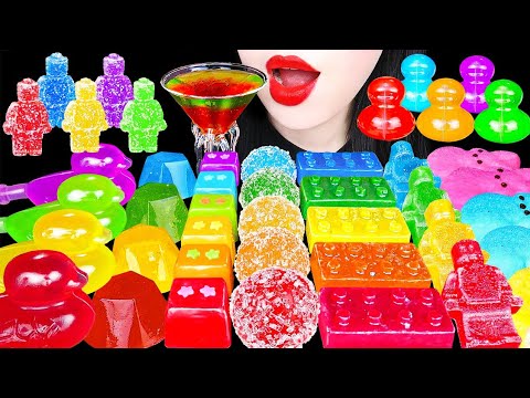 ASMR RAINBOW DESSERTS KOHAKUTO, COLOR DRINKS 무지개 디저트 먹방 코하쿠토 핍스 마시멜로우 신기한 물 먹방 EAITNG SOUNDS MUKBANG