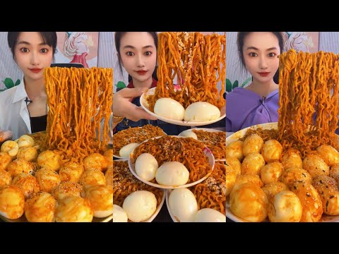 [MUKBANG ASMR] NOODLES🔥 EATING CHEWY FIRE SPICY NOODLES 매콤한 불면과 반숙 계란을 먹다