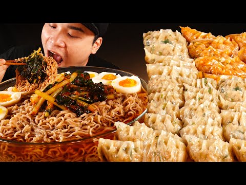 더운날에 땡기는 열무메밀국수와 찹쌀고기만두, 김치만두 먹방~!! 리얼사운드 ASMR social eating Mukbang(Eating Show)