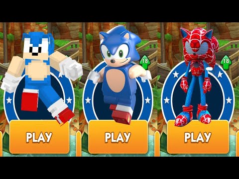 Lego Sonic vs Minecraft Sonic Run vs Spider Sonic Run vs All Bosses All Characters - Sonic Dash