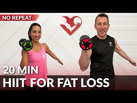 20 Minute HIIT Workout for Fat Loss with Weights – No Repeat Full Body Dumbbell HIIT Workout at Home