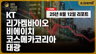 [종목 리포트 스터디] KT / 케이티 / 리가켐바이오 / BH / 비에이치 / 코스메카코리아 / 태광