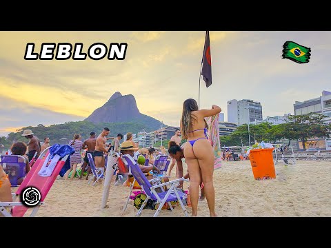 🇧🇷 Walking on Leblon Beach with a Stunning Sunset — Rio de Janeiro, Brazil 【 4K UHD 】