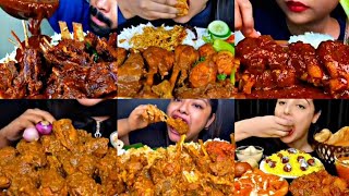 ASMR EATING SPICY MUTTON CURRY, CHICKEN CURRY, BIRYANI | BEST INDIAN FOOD MUKBANG |Foodie India|
