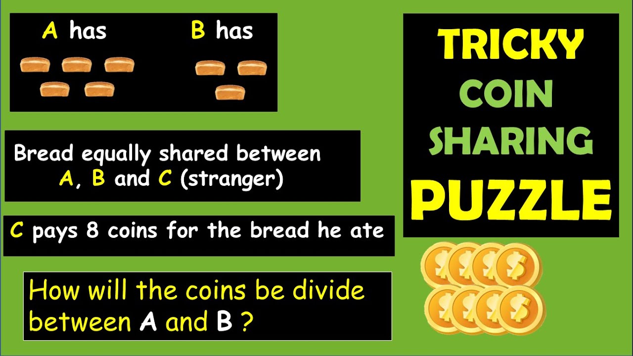 Tricky Maths Puzzle Coin Sharing Math Logic Interview Riddle (Math Puzzles and Riddles)