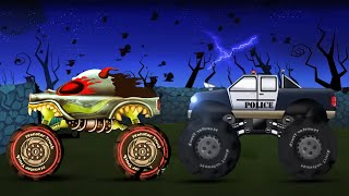 Police Truck Chasing Monster Truck + More Amazing Truck Videos for Kids by HHMT