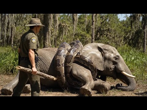 Animal rescue: mother elephant attacked by giant python, baby elephant calls for rescue