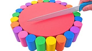Satisfying Video | How To Make Circle Cakes into Kinetic Sand Cutting ASMR RainbowToyTocToc