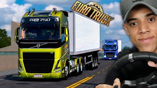 VIAGEM EM DUPLA DE VOLVO COM 32 TONELADAS NO BAÚ! - EURO TRUCK SIMULATOR 2 + VOLANTE