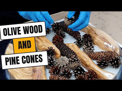 DIY Crafting Olive Wood & Resin Wall Clock with Pine Cones