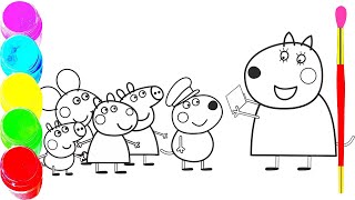 Peppa Pig Coloring Page for Kids | Can You Say Hi Song - Nursery Rhymes