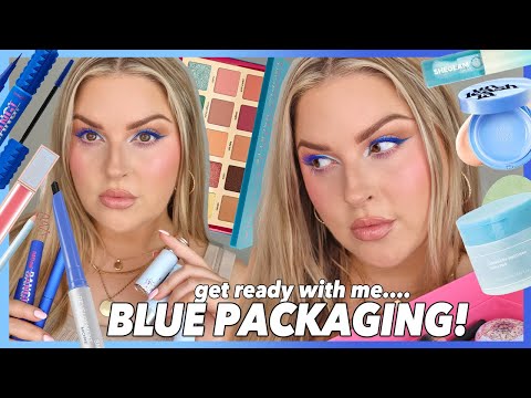 full face of BLUE makeup products challenge 🦋 GRWM