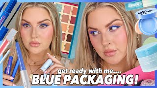full face of BLUE makeup products challenge 🦋 GRWM