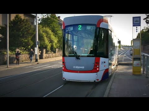 Czech Republic, Olomouc, tram 2 ride from Náměstí Republiky to Hřbitovy