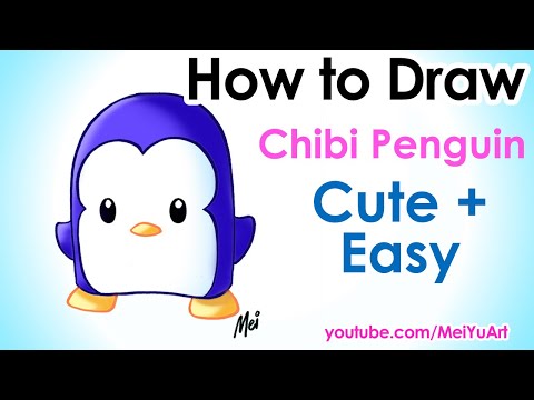 How to Draw a Penguin | How to Draw Cute and Easy Animals | MeiYuArt (Fun2draw)
