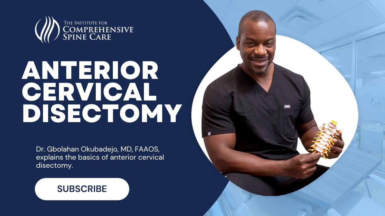Doctor explaining anterior cervical discectomy procedure.