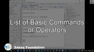 List of Basic Commands or Operators