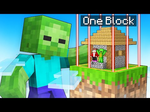 Mikey and JJ Most Secure One Block House vs Giant Zombie in Minecraft (Maizen)